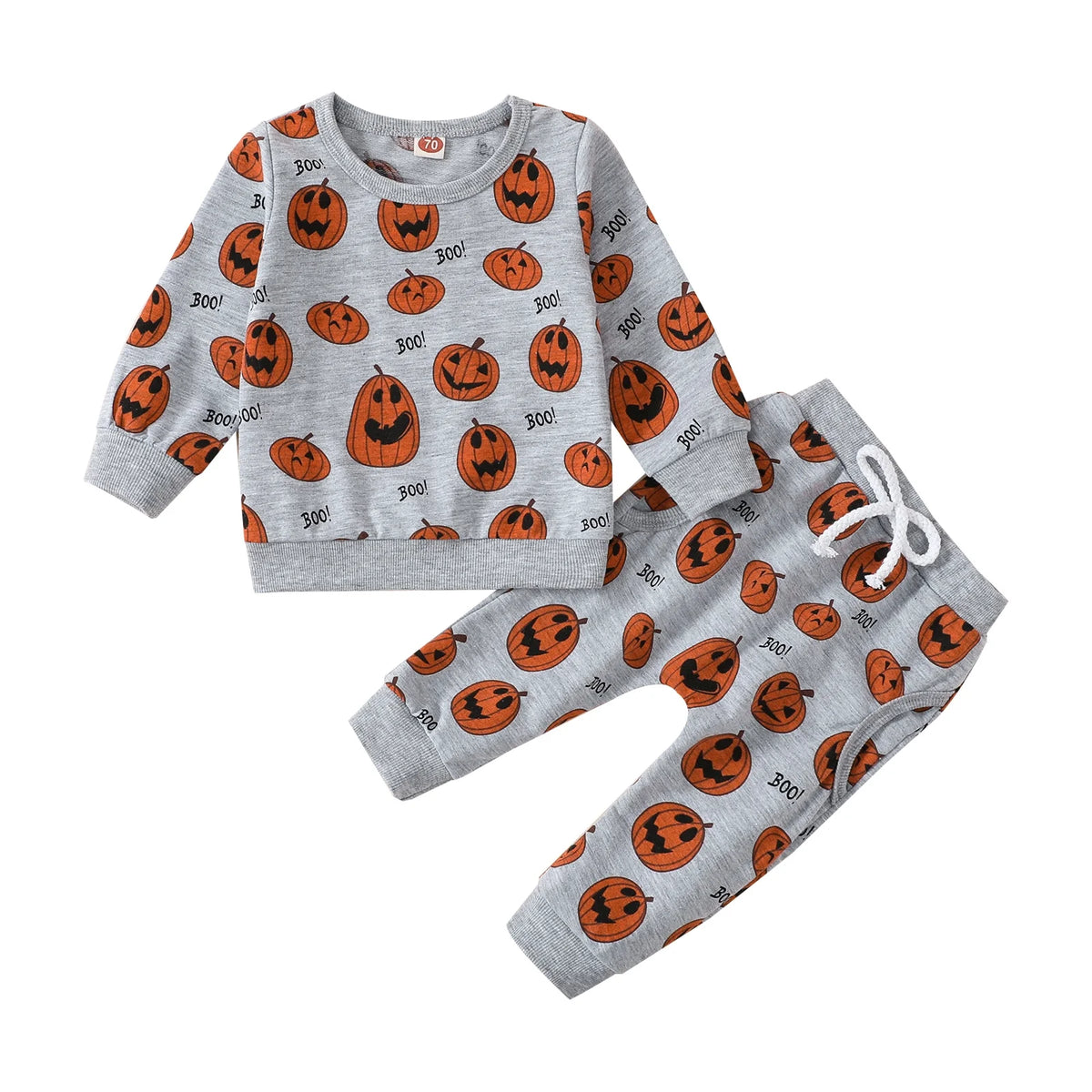 Baby Halloween Clothes Outfits Toddler Boy Girl Cute Pumpkin Crew Neck Long Sleeve Sweatshirt Tops Pants Set for 4-5T