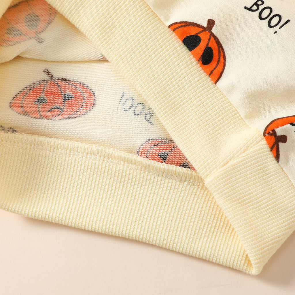 Baby Halloween Clothes Outfits Toddler Boy Girl Cute Pumpkin Crew Neck Long Sleeve Sweatshirt Tops Pants Set for 4-5T