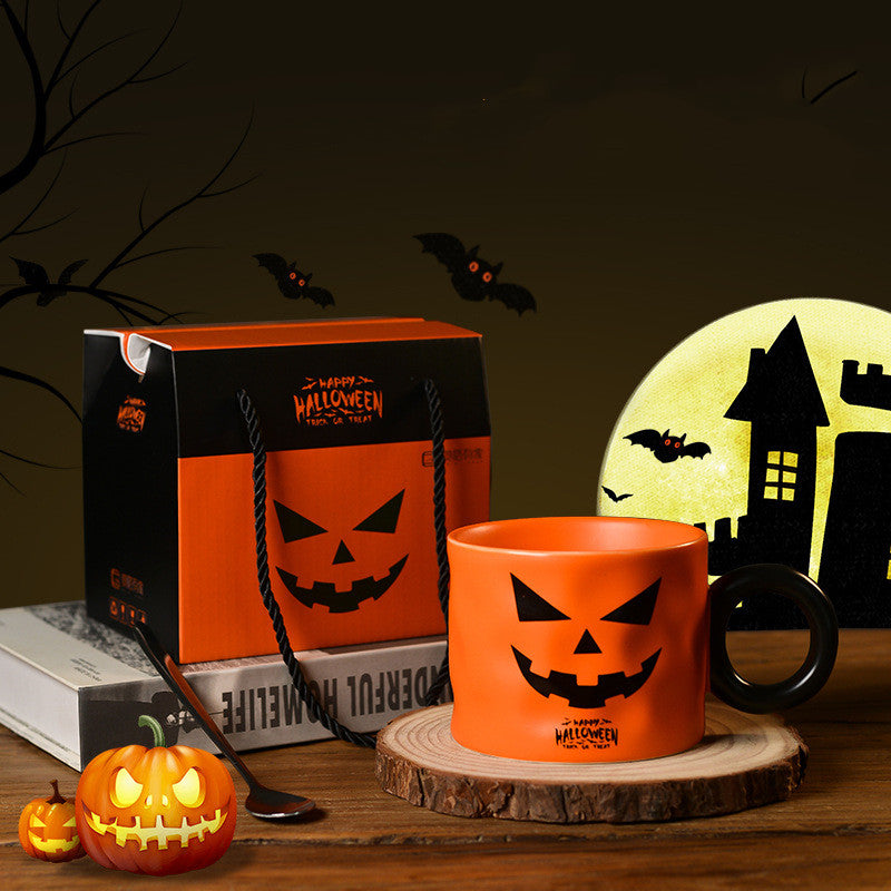 Pumpkin Ceramic Cup Party Favor Ceramic Cups with Handle Portable Cute Halloween Gift Mug Durable Halloween Party Supplies