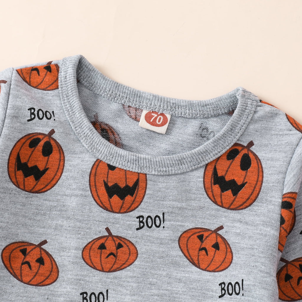 Baby Halloween Clothes Outfits Toddler Boy Girl Cute Pumpkin Crew Neck Long Sleeve Sweatshirt Tops Pants Set for 4-5T