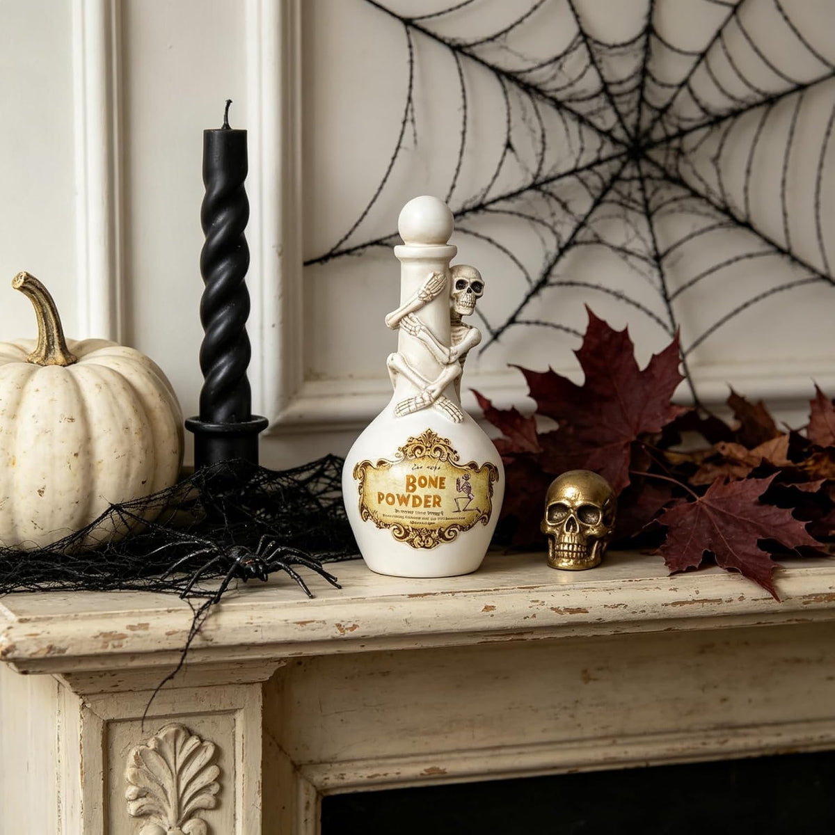 Halloween Potion Bottles, White Resin Skeleton Décor