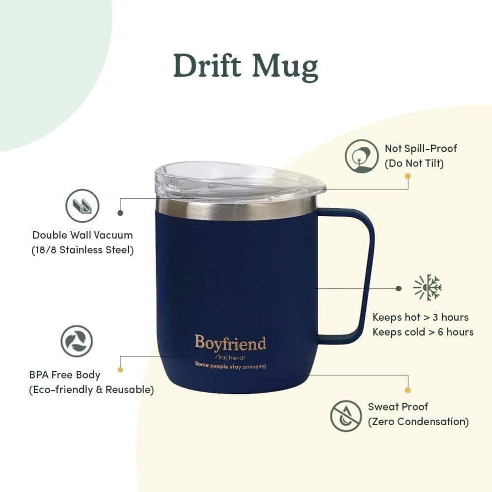 VAHDAM Boyfriend Mug 300Ml | Royal Blue Stainless Steel Vacuum Insulated Travel Mug | Valentine’S Day Gift for Him | Reusable Coffee & Tea Cup for Boyfriend or Husband