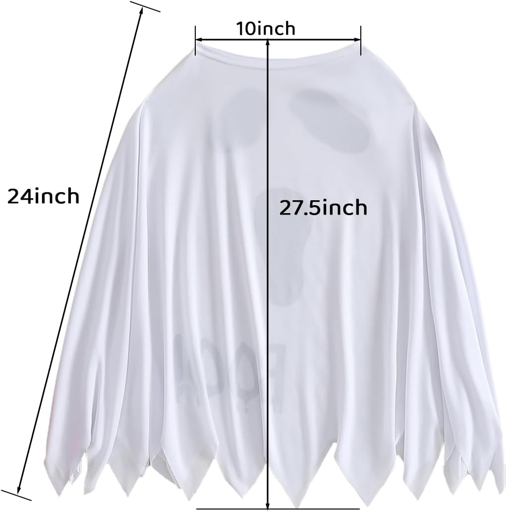 2Pcs Halloween Costumes Woman Pumpkin Ghost Skeleton Halloween Poncho for Women with Headband