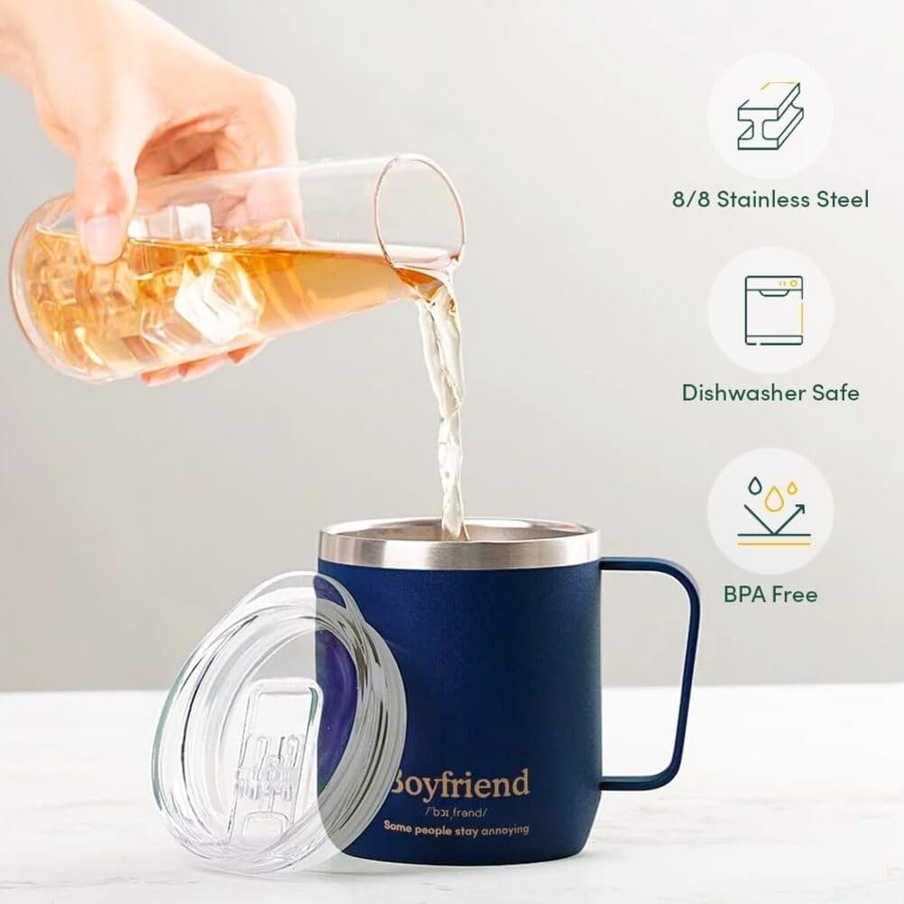 VAHDAM Boyfriend Mug 300Ml | Royal Blue Stainless Steel Vacuum Insulated Travel Mug | Valentine’S Day Gift for Him | Reusable Coffee & Tea Cup for Boyfriend or Husband