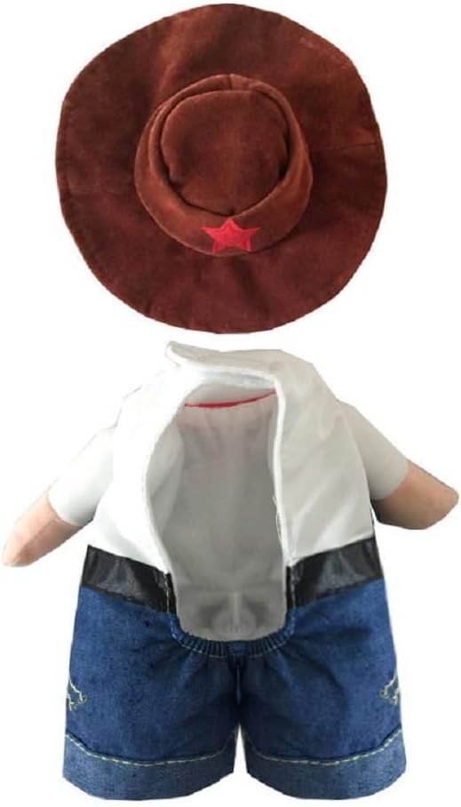 Cowboy Costume with Hat for Cat and Small Dog - Halloween Clothes (Large) Blue
