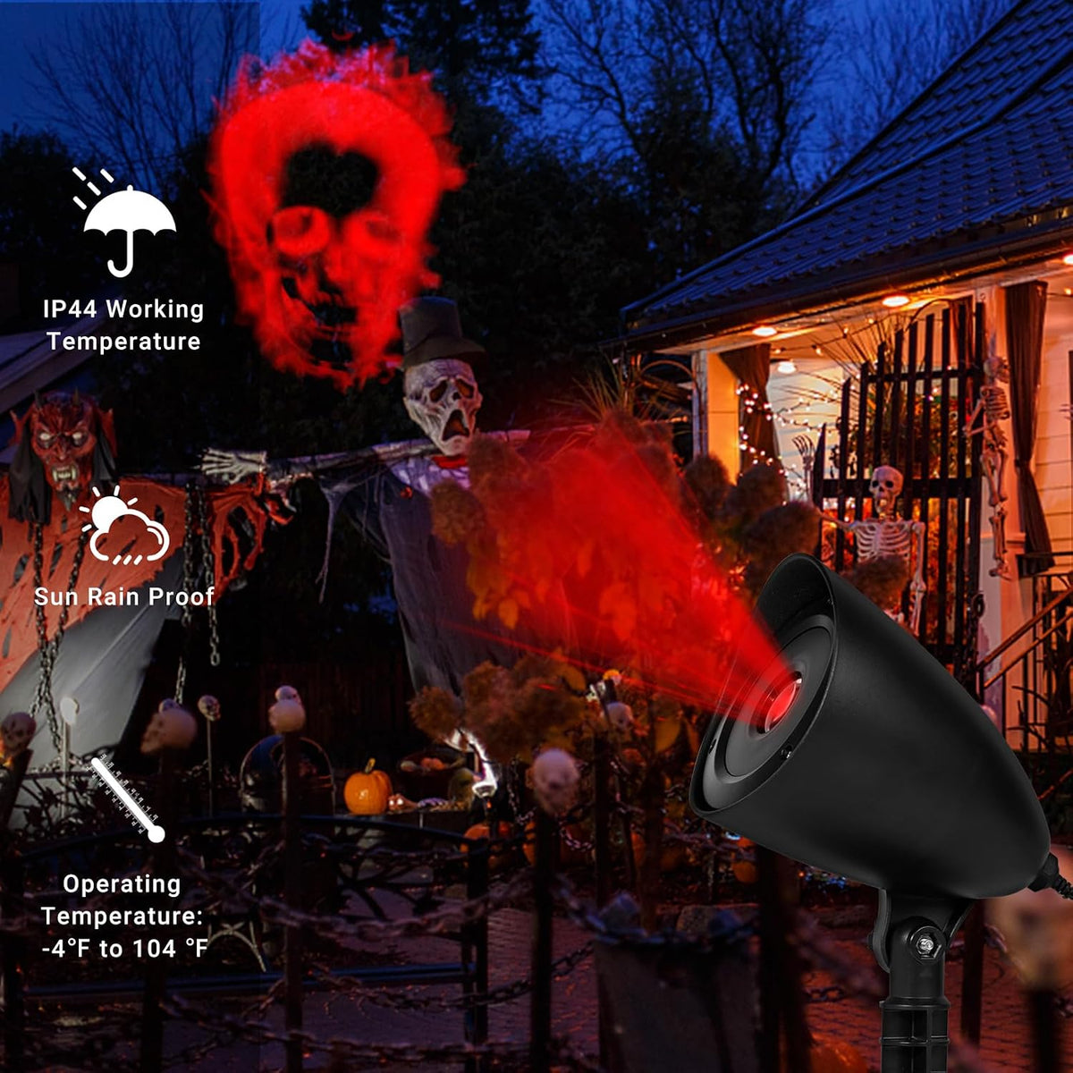 Halloween Projector Lights, Red Skull Projector LED Light, Waterproof Holiday Decoration for Party Yard Garden Outdoor Indoor Lamps for Festive Decoration