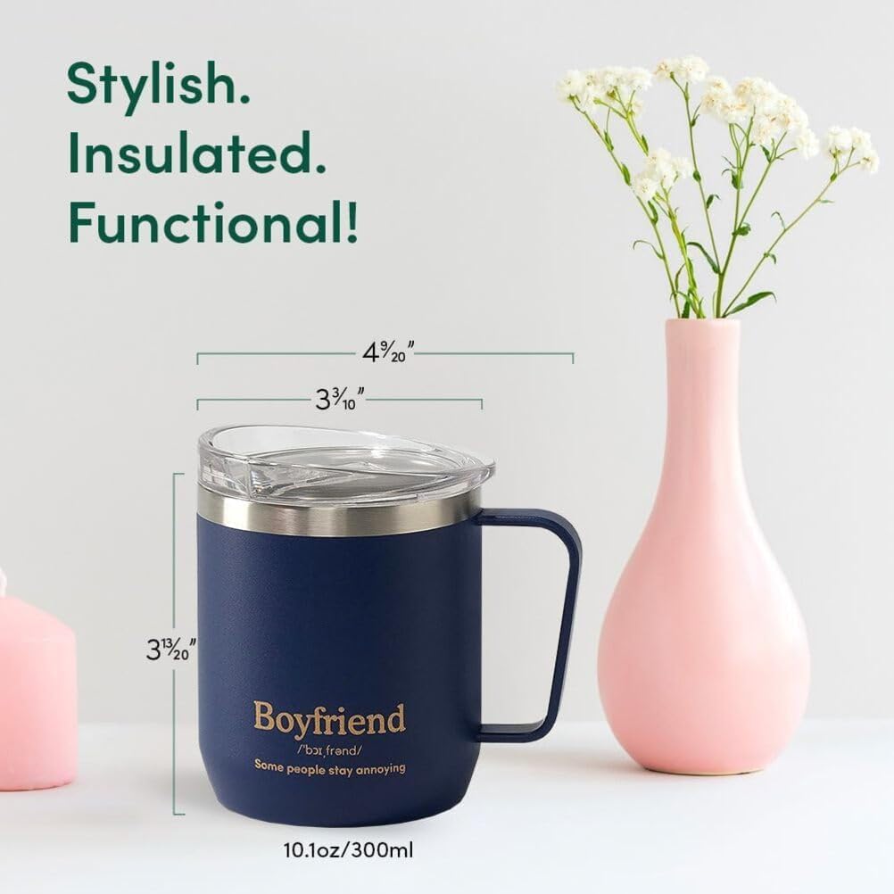 VAHDAM Boyfriend Mug 300Ml | Royal Blue Stainless Steel Vacuum Insulated Travel Mug | Valentine’S Day Gift for Him | Reusable Coffee & Tea Cup for Boyfriend or Husband