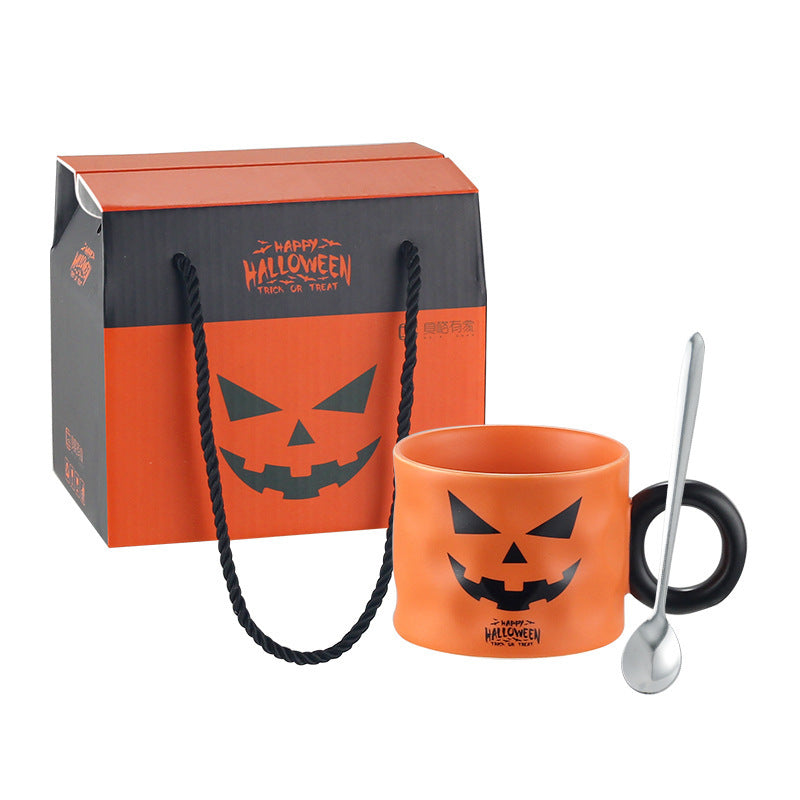 Pumpkin Ceramic Cup Party Favor Ceramic Cups with Handle Portable Cute Halloween Gift Mug Durable Halloween Party Supplies