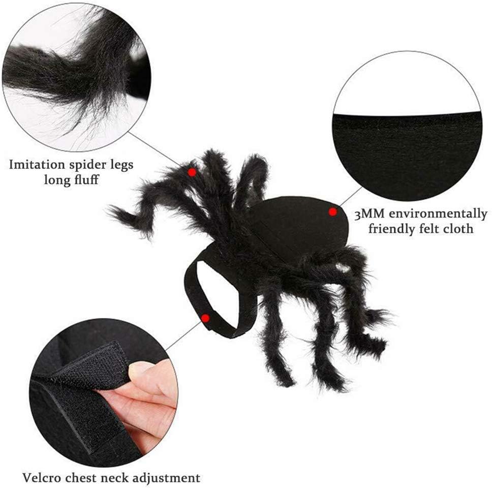 Spider Costume for Halloween Party Decoration, Cosplay Costumes for Small Dogs and Cat, Puppy Dress up Accessories Black