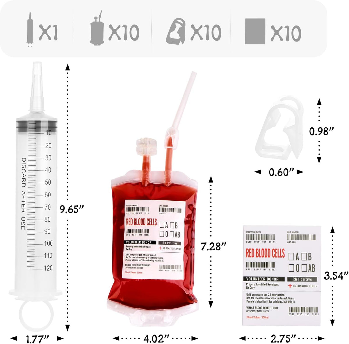 20 Pack Halloween Blood Bags for Drinks, Fake Blood Drink Pouches Reusable Juice Drink IV Bag for Vampire Party Theme Party Halloween Decoration
