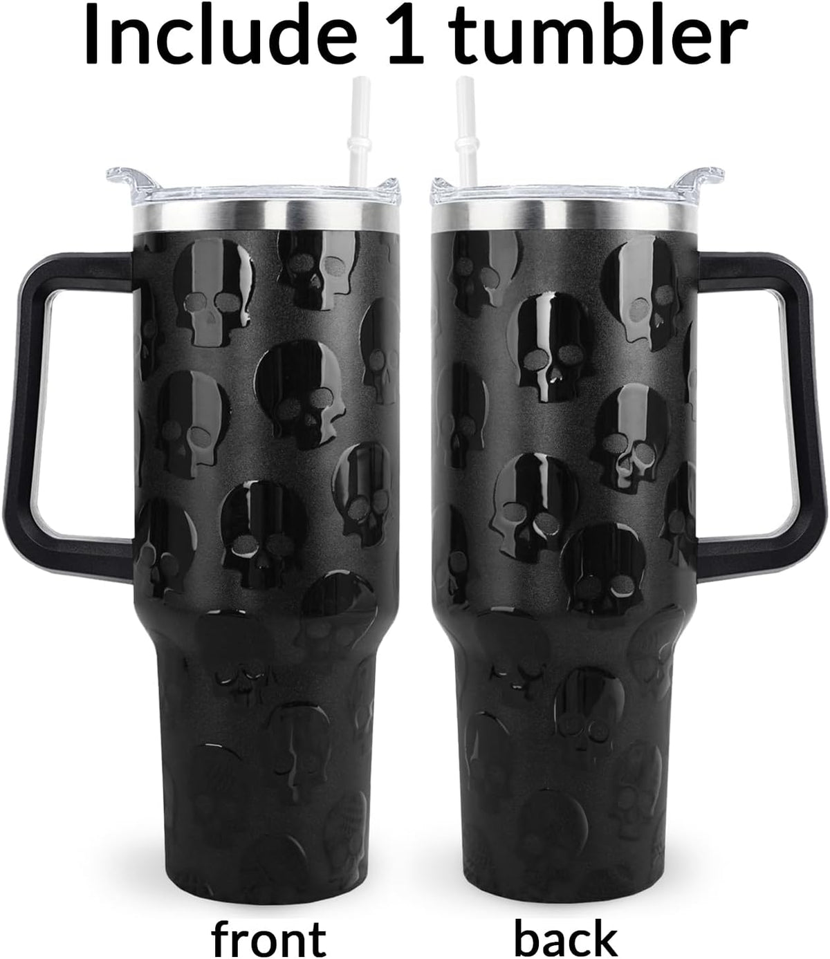 Goth Gifts Goth Tumbler Halloween Tumbler 40 Oz 3D-Printed Skull Gifts Cup for Women Men Spooky Skeleton Travel Mug with Handle Lid and Straw