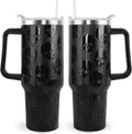 Goth Gifts Goth Tumbler Halloween Tumbler 40 Oz 3D-Printed Skull Gifts Cup for Women Men Spooky Skeleton Travel Mug with Handle Lid and Straw