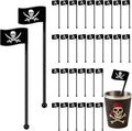 30 Pcs Halloween Pirate Drink Stirrer 6 Inch Reusable Pirate Flags Cocktail Stirrer for Bar Halloween Party Mixing Drinks Coffee Beverage Birthday Decorations