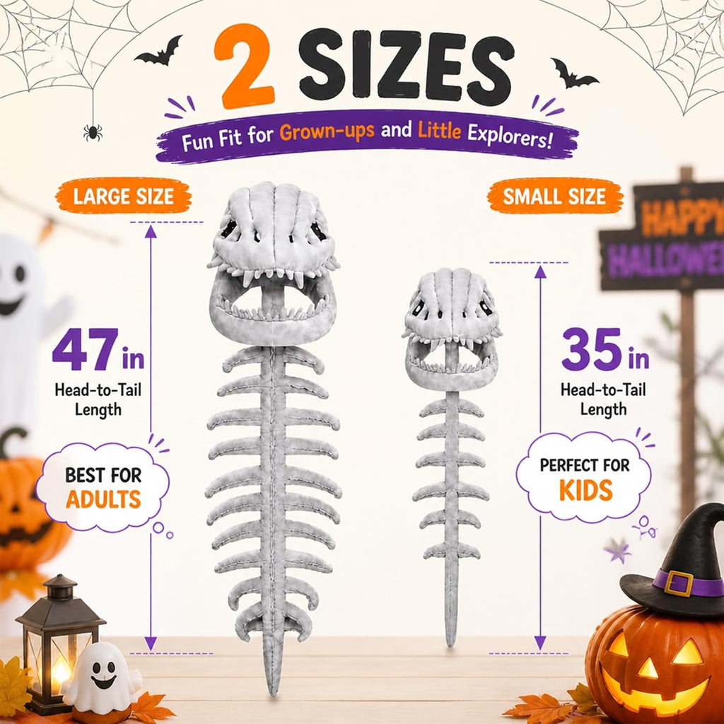 Realistic Dinosaur Skeleton Costume Set, 3D Plush Dino-Saur Skeletons Costume Set, for Halloween and Everyday Wear
