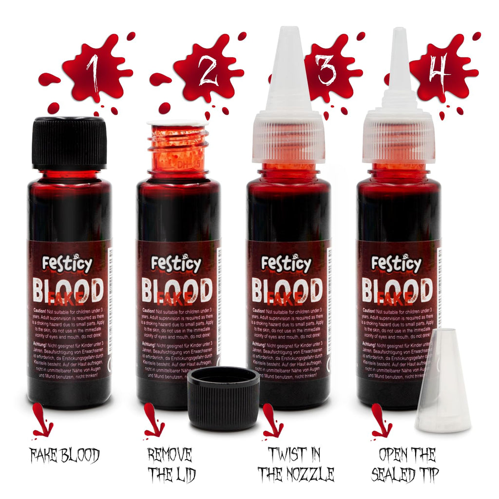 Realistic Fake Blood 0.88 Fl Oz, Washable Costume Blood