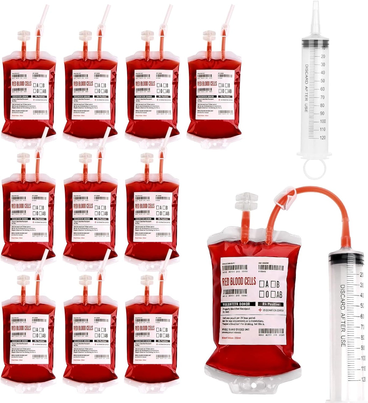 20 Pack Halloween Blood Bags for Drinks, Fake Blood Drink Pouches Reusable Juice Drink IV Bag for Vampire Party Theme Party Halloween Decoration