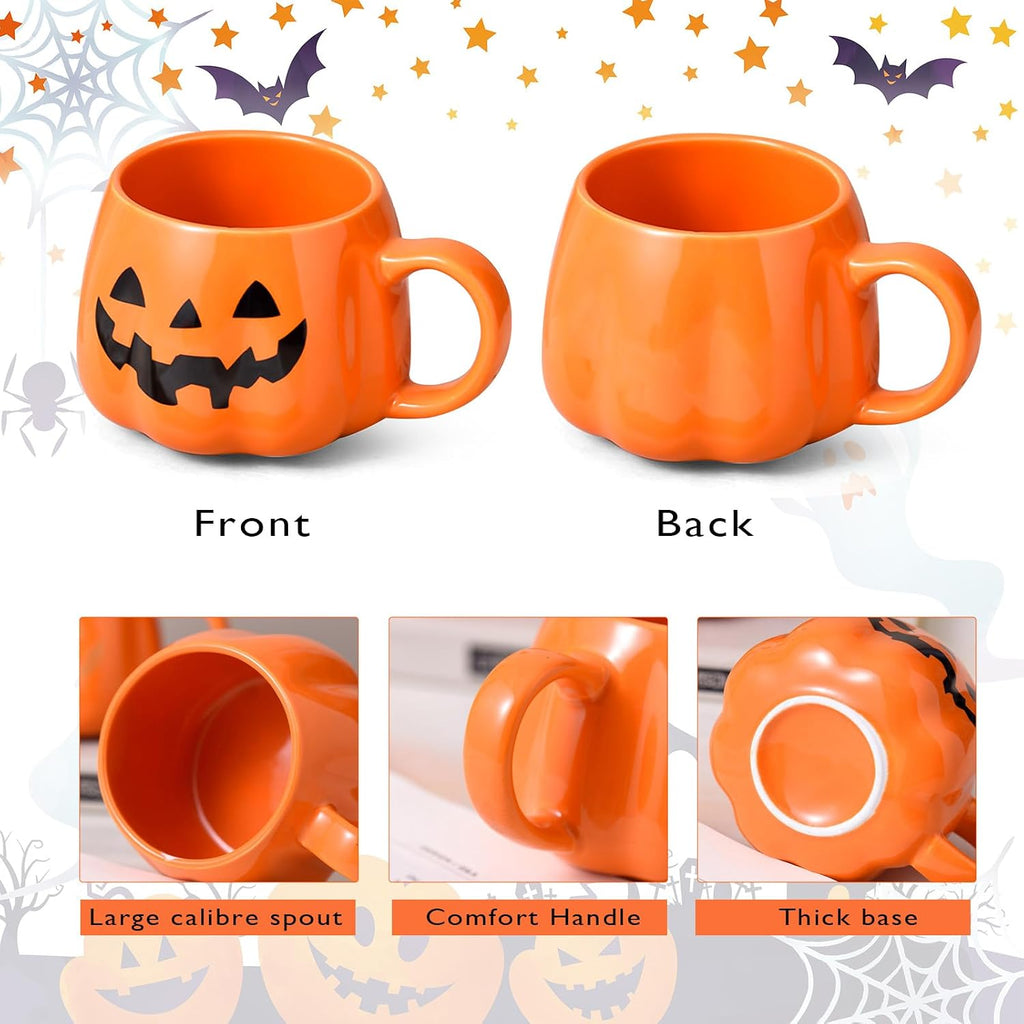 13Oz Halloween Pumpkin Mug, Ceramic Halloween Pumpkin Pattern Mug, Coffee Mugs Halloween Birthday Tabletop Drinks Adult Gift Children Gifts Women Gifts