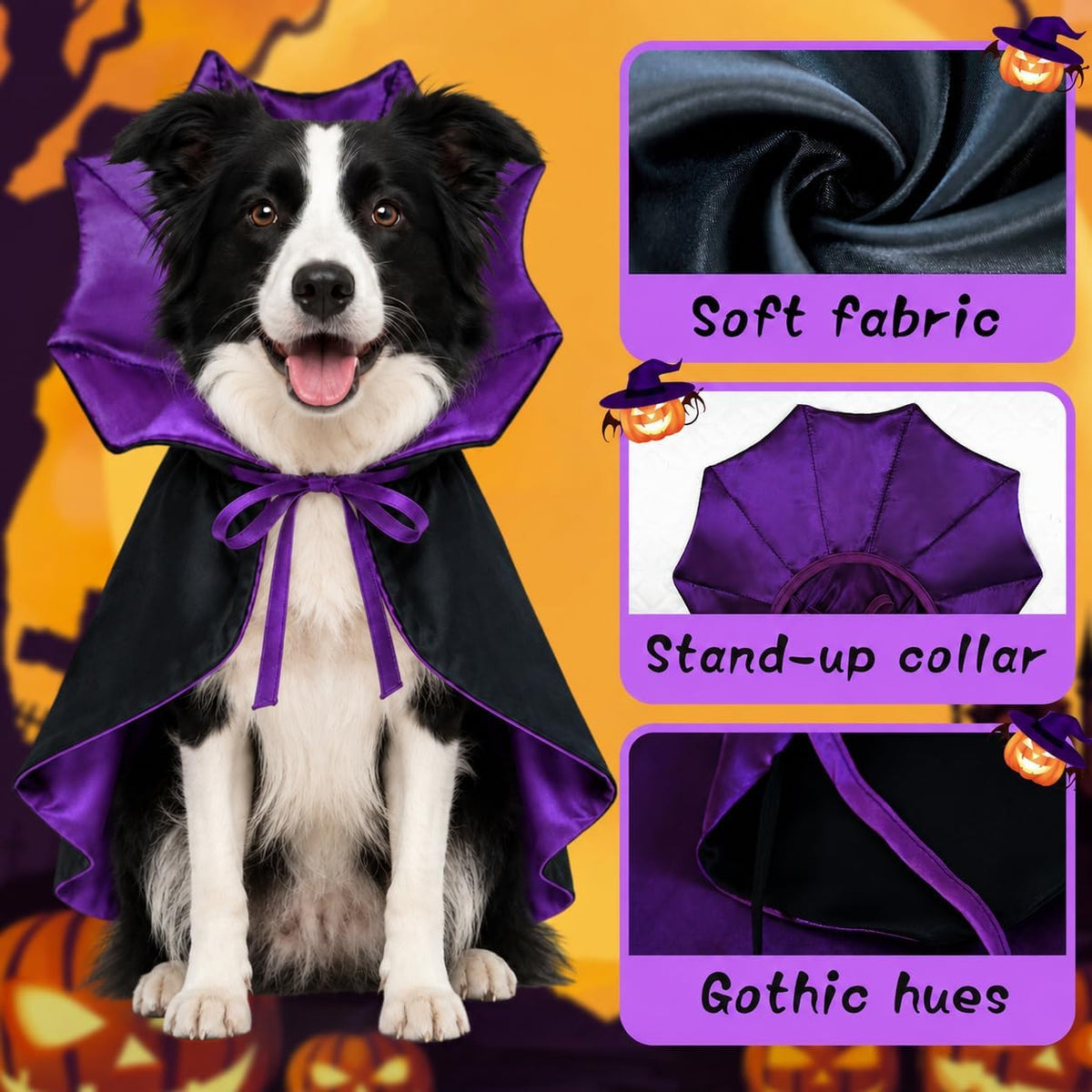 Vampire Cloak Dog Costumes for Medium Dogs, Devil Cape Dog Halloween Costume, Halloween Costumes for Medium Large Breed