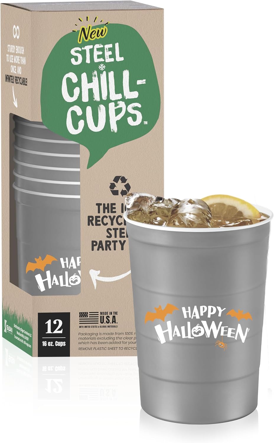 16 Oz. Reusable Party Cups, Happy Halloween, 12 Count