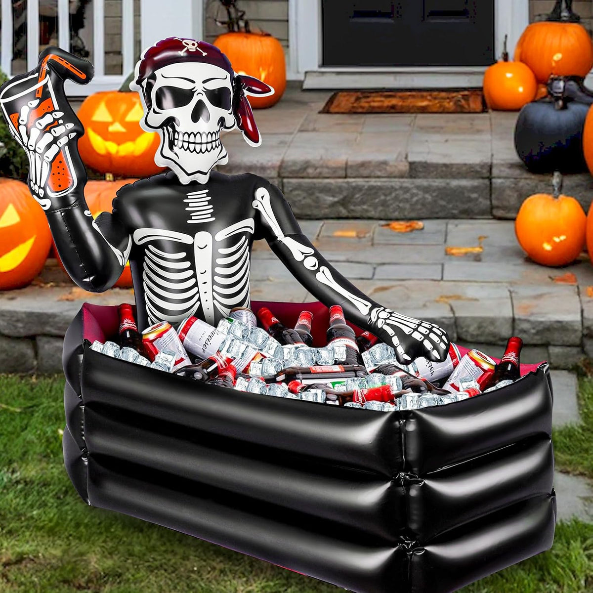 39 Inch Halloween Inflatable Decorations Skeleton Drink Cooler