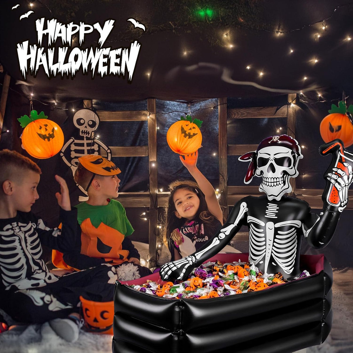 39 Inch Halloween Inflatable Decorations Skeleton Drink Cooler