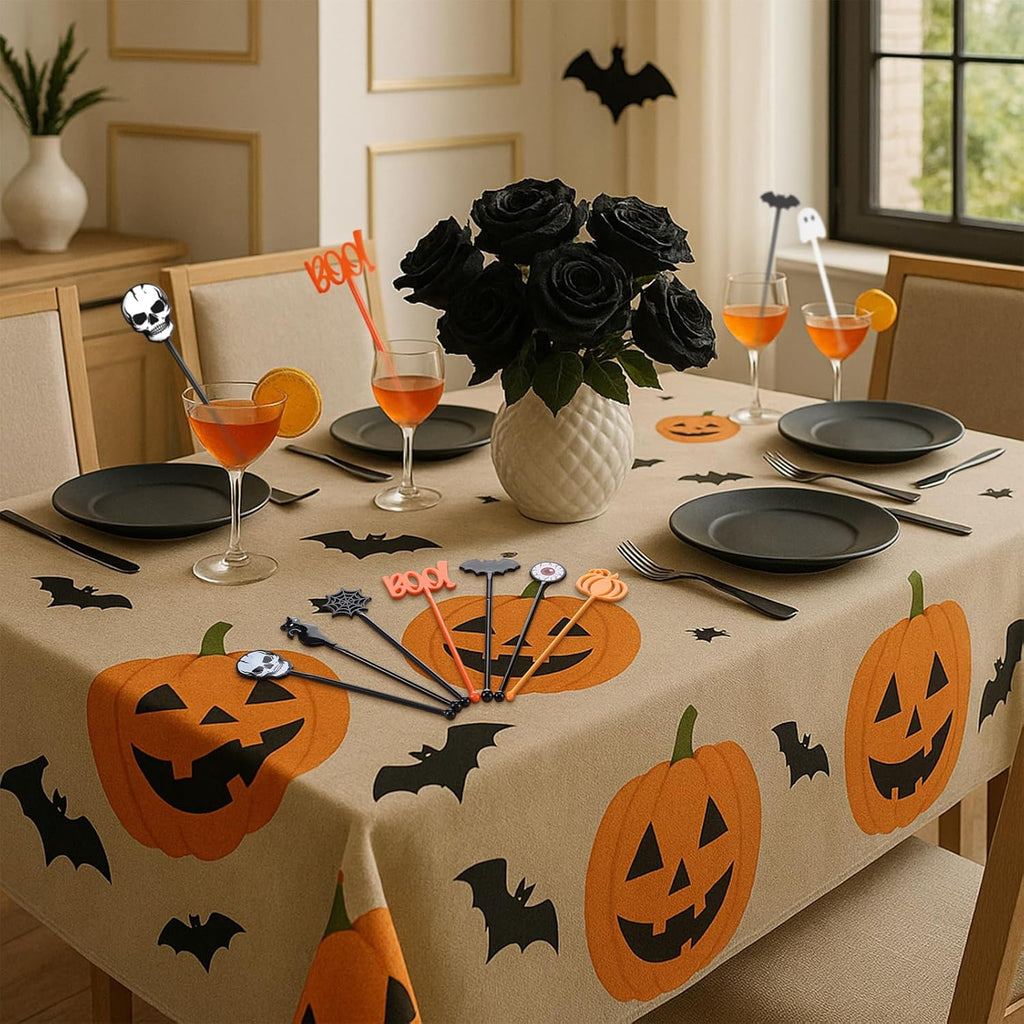 120 Pcs Halloween Swizzle Sticks Skulls Pumpkins Ghosts Plastic