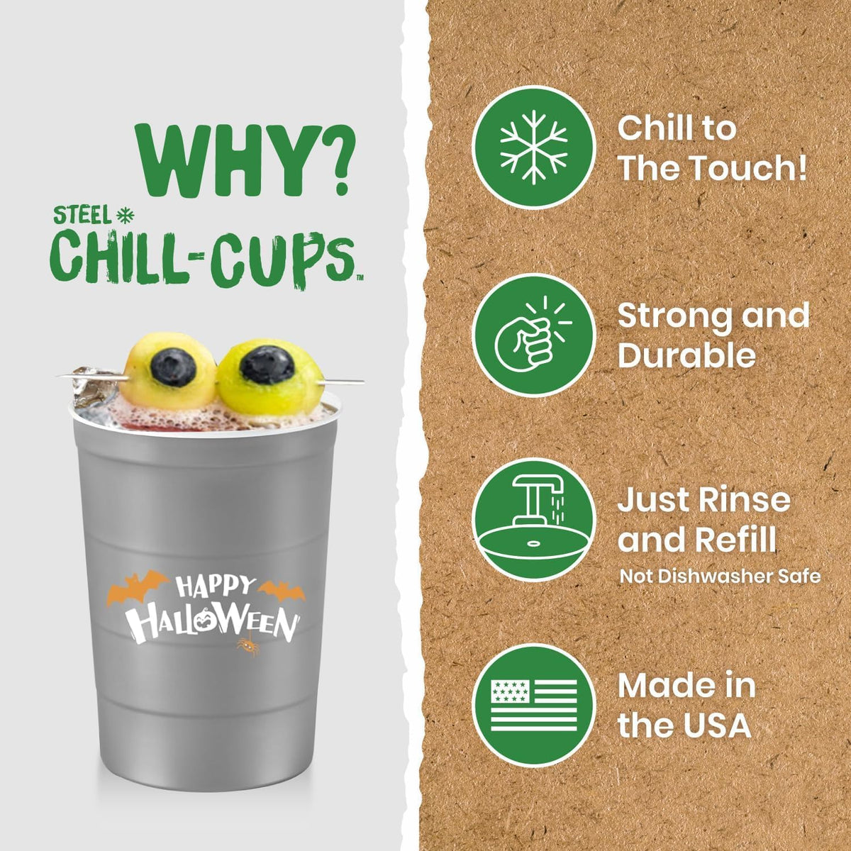 16 Oz. Reusable Party Cups, Happy Halloween, 12 Count