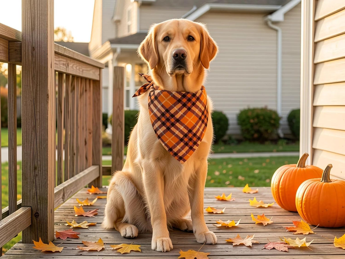 Fall Dog Bandanas 2PCS Halloween Pumpkin Spider Web Xlarge Dogs