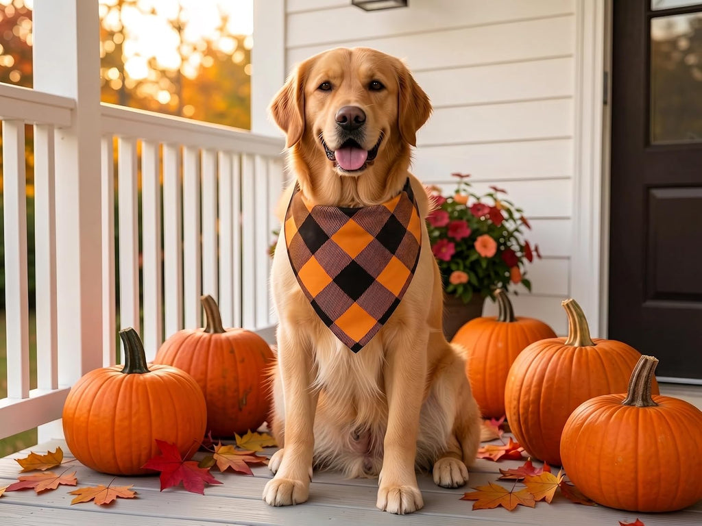 Fall Dog Bandanas 2PCS Halloween Pumpkin Spider Web Xlarge Dogs