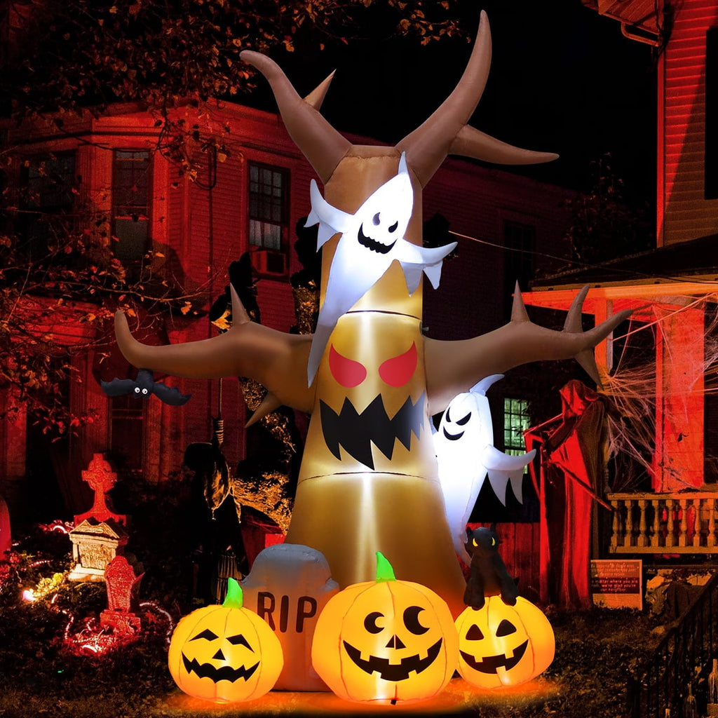 Halloween Inflatable 11.8 FT Inflatable Halloween Tree, Halloween Inflatable Tree Scary Halloween Blow up Tree with LED Lights, Outdoor Halloween Decorations Clearance for Halloween/Holiday