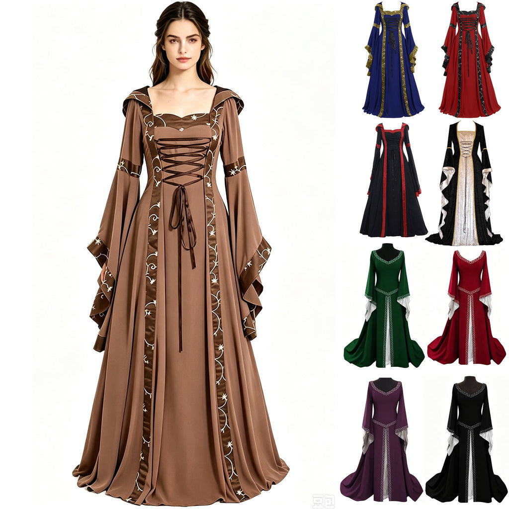 Renaissance Dress Women Fairy,Renaissance Faire Dress for Women Medieval Victorian Ball Gown Regency Irish Peasant Dresses Halloween Party Clothes Renaissance Accessories Clothes