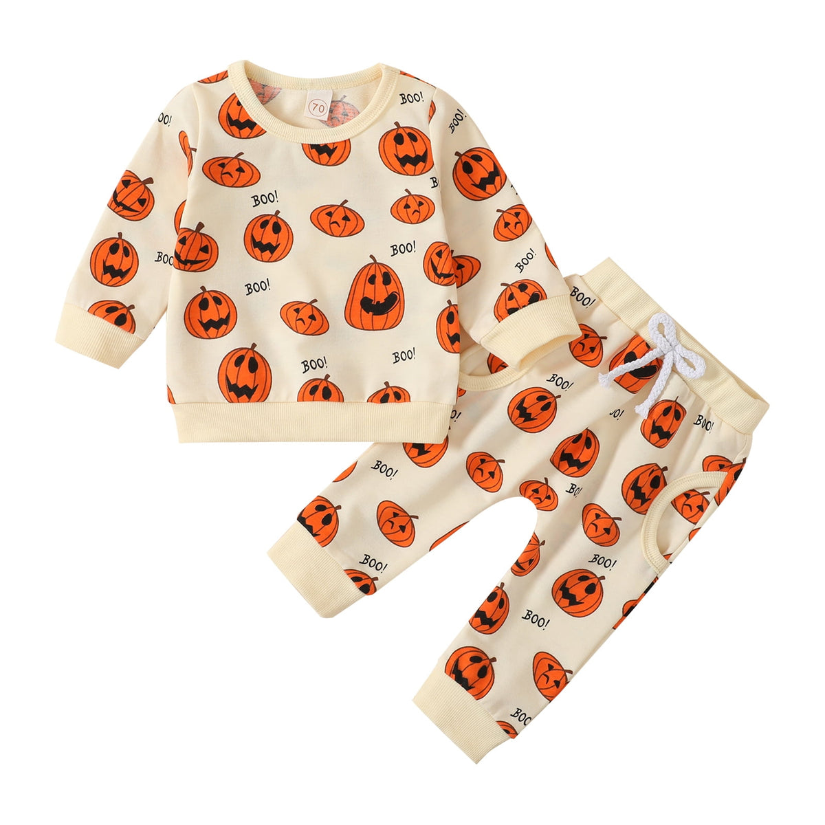 Baby Halloween Clothes Outfits Toddler Boy Girl Cute Pumpkin Crew Neck Long Sleeve Sweatshirt Tops Pants Set for 4-5T