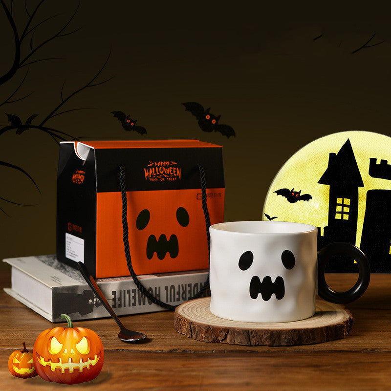 Pumpkin Ceramic Cup Party Favor Ceramic Cups with Handle Portable Cute Halloween Gift Mug Durable Halloween Party Supplies