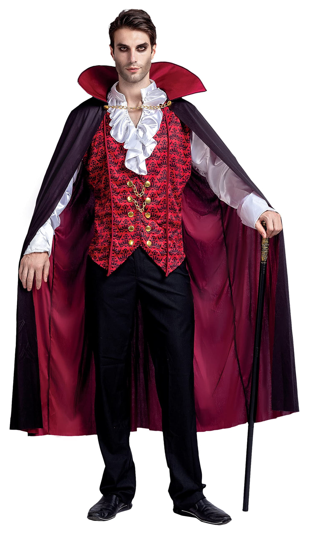 Halloween Vampire Costume Set for Adult Halloween Men'S Vampire Cape, Medieval Costume Party Fancy Dress-Up