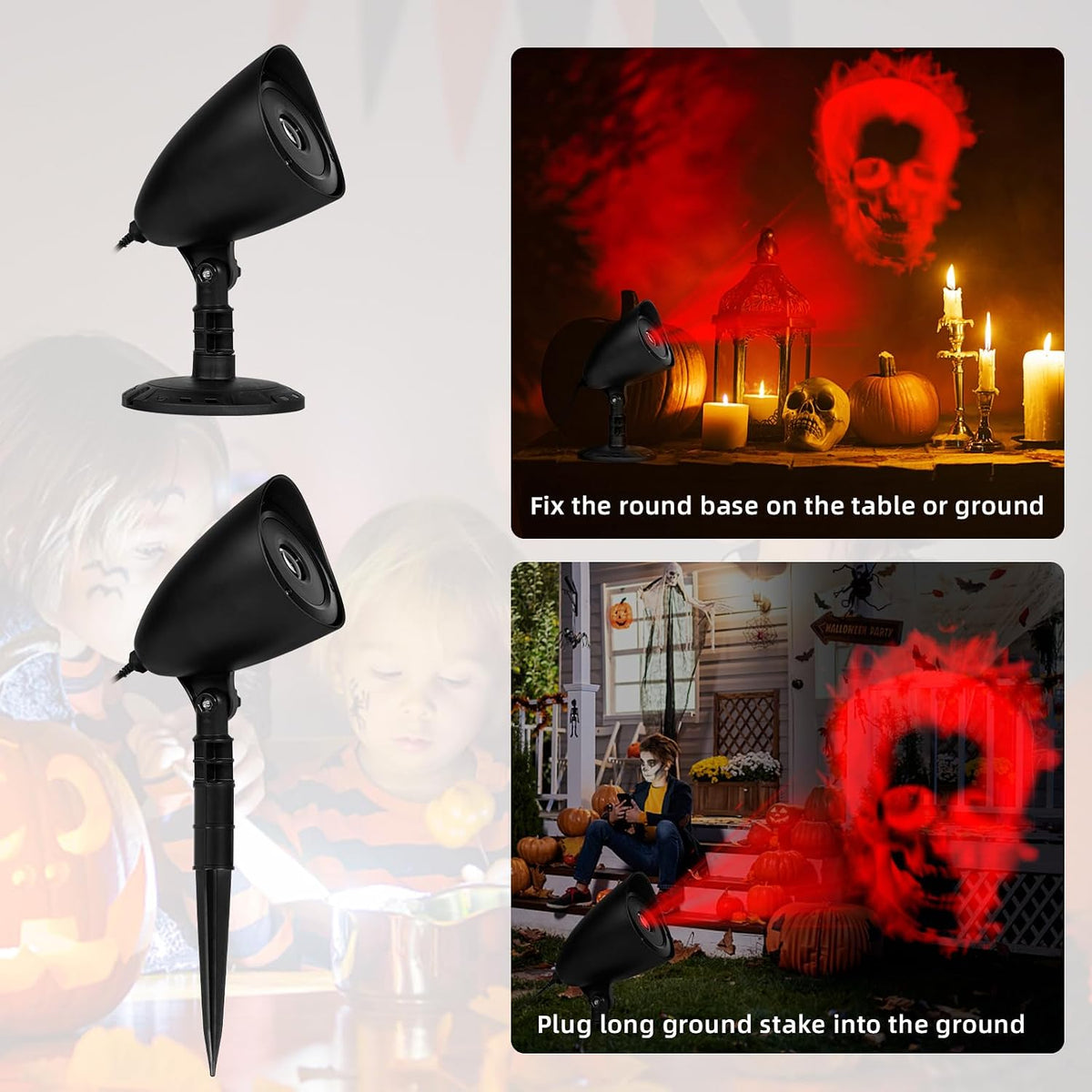 Halloween Projector Lights, Red Skull Projector LED Light, Waterproof Holiday Decoration for Party Yard Garden Outdoor Indoor Lamps for Festive Decoration