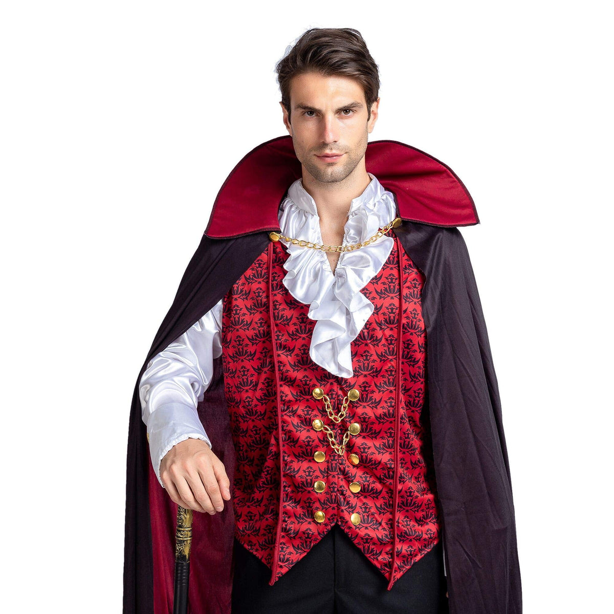 Halloween Vampire Costume Set for Adult Halloween Men'S Vampire Cape, Medieval Costume Party Fancy Dress-Up