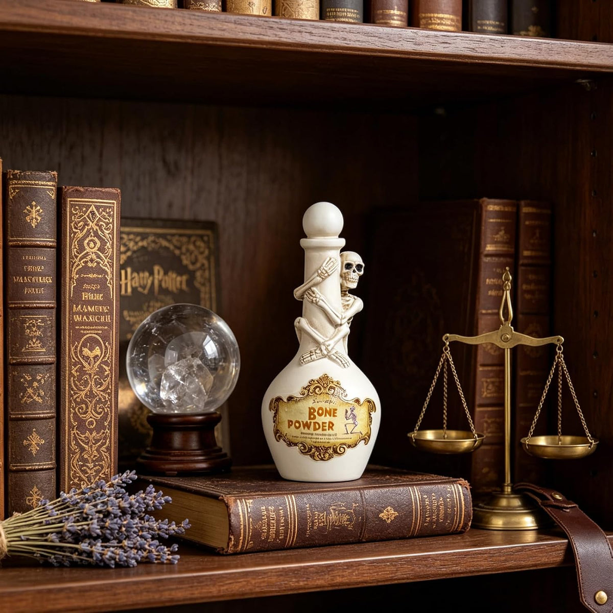 Halloween Potion Bottles, White Resin Skeleton Décor