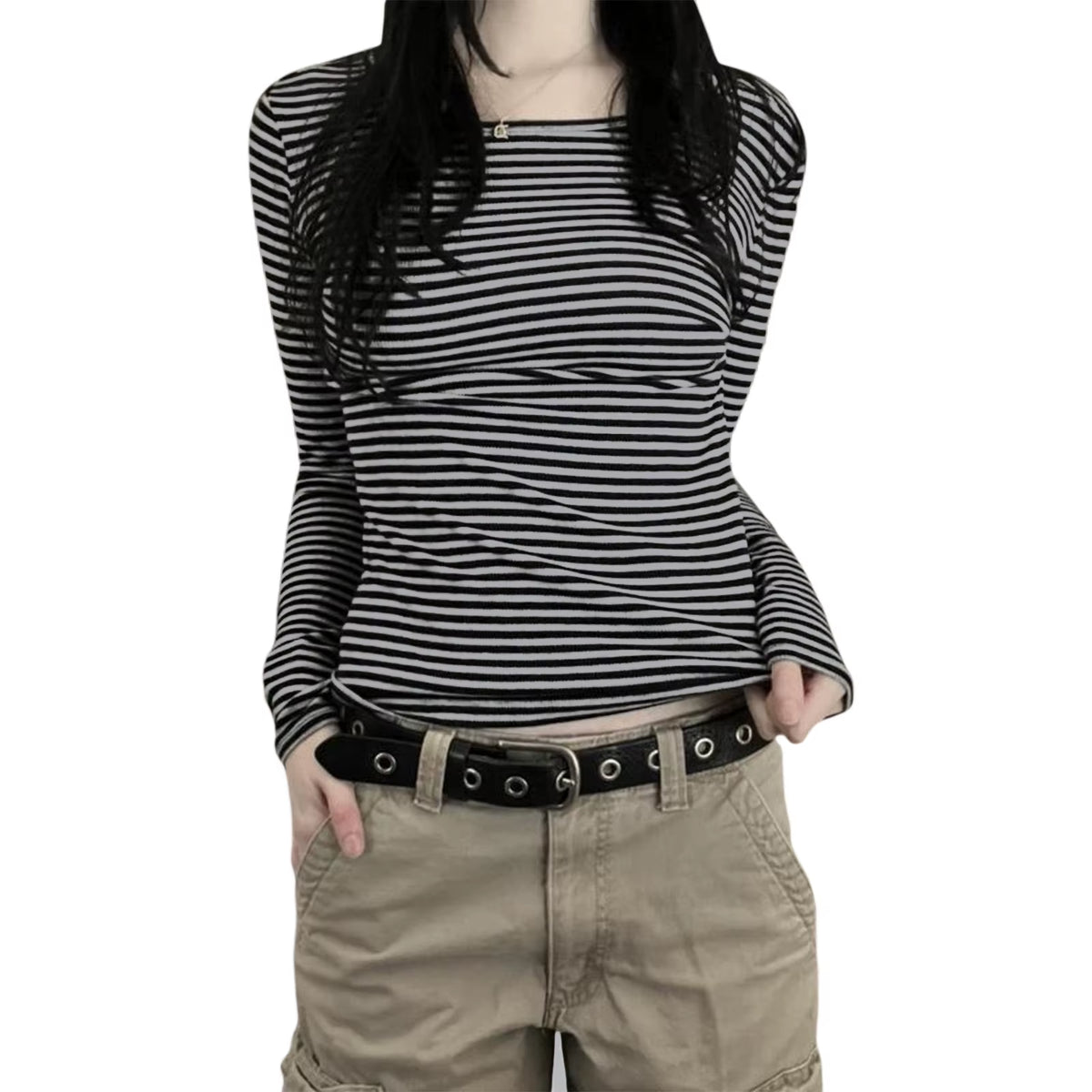 Y2K Grunge T-Shirts Women Fairy Gothic Crop Tops Teen Girl Vintage Long Sleeve Aesthetic Tees 90S Emo Harajuku Halloween Clothes